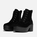 Fitflop Platform Suede Heeled Lace-Up Boots In Black