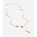 Zag Gold Chain And Link Long Necklace with T Bar