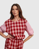 Alembika Checked Top in Pink/Red