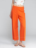 Vilagallo Orange Wide Leg Trousers With Contrast Stitching