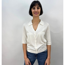 Estheme Silk Polo Top in Creme
