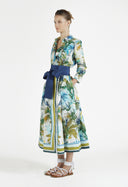 Sara Roka Dress In Watercolour Palms