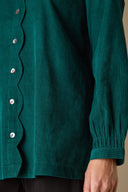 Sahara Babycord Scalloped Edge Shirt in Jade Green