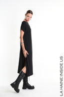 La Haine Black Dress with Side Ruching