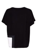 Naya Round Neck Top With Contrast Pocket In Black And White