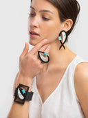 Indira Buffalo Horn And Resin Earrings In Grey And Duck Egg