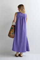 Sahara Linen Pleat Front Sleeveless Dress in Dahlia