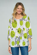ET Lois Honey Scoop Neck Fine Knit Top Lime