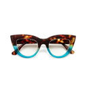 OKKIA Claudia big Cat Eye Reading Glasses In Havana Blue
