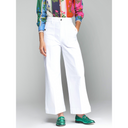 Vilagallo High Waisted Wide Leg White Denim Trousers