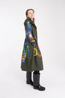 One Node Waterproof Raincoat In Rosemaling Olive
