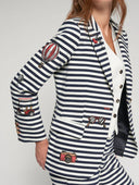 Vilagallo Navy And White Jacket With Heart Embroidery