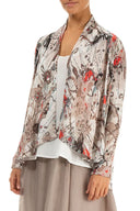 Grizas Edge To Edge Silk Mix Jacket In Stone Multi