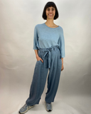 OSKA Pinstripe Linen Trousers with Tie Belt in Air