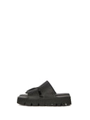 Lofina Gas Black Leather Slider Sandals