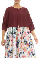Grizas Short Linen Cardigan In Raisin