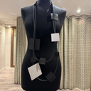 Naya Square Shaoe 2 Tone Rubberised Necklace In Black/Silver