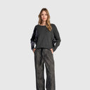 Alembika Sweater In Grey With Leopard Raglan Sleeves