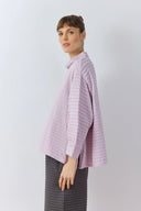 Yacco Maricard Cotton Jersey Blouse Sleeve Top In Lilac