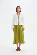 Tirelli Tie Front Linen Top In Cream