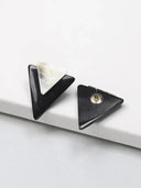 Indira Buffalo Horn Earring Grey/Yellow