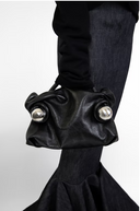 amorphose Shoulder Bag Black Leather with Silver Spheres