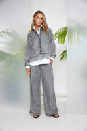 Naya Washed Effect Button Jacket In Granite