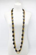 Jianhui Necklace Black Squares with Gold Square Beads