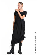 La Haine Black Dress with Side Ruching