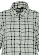 Kozan Long Shirt White with Black Check and Mesh Hem