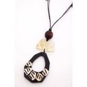 Naya Necklace With Frosted Oval Cut Stone In Black