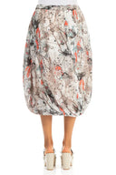 Grizas Balloon Shape Linen Skirt In Stone Multi