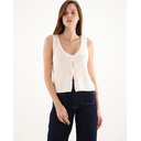 Maud & Sacha 2 Button Vest Knit in Ivory