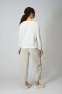Sahara Ecru Viscose Jersey V Neck Top