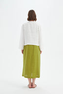 Tirelli Tie Front Linen Top In Cream