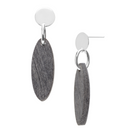 Branch Small  Grey Natural Oval Horn Drop Earrings Silver