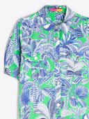Vilagallo Shirt Dress In Blue And Green with Palm Tree Print