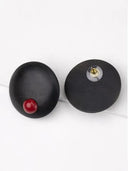 Indira Mango Wood Earrings In Black With Red Spot