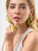 Indira Buffalo Horn Earrings In Green/Stone