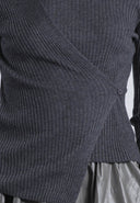 Religion Serena Grey Ribbed Wrap Sweater