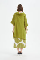 Tirelli Oversized Linen Poncho In Chartreuse Green