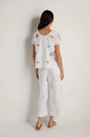 Sahara Vintage Floral Embroidery Top In White/Multi
