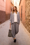 Sahara Crinkle Linen Bubble Trousers In Grey