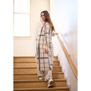 Henriette Steffenson Long Cardigan With Waterfall Collar In Clan Print Kit