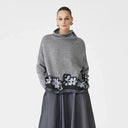 Bize Emmanuelle Sweater Grey with Taffeta Flower Hem