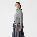 Bize Emmanuelle Sweater Grey with Taffeta Flower Hem