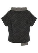 Kozan Stitch Top with Cowl Neck And Geometric Pattern In Charcoal And Cream