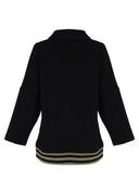 Kozan Mix Top With Black And Taupe Stripes And Yellow Zip Feature