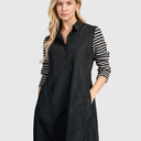 Alembika Taffeta Dress With Striped Sleeve In Black