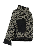 Kozan Echo Top With Long Raglan Sleeves In Black And Cream With Black Taffeta Pocket